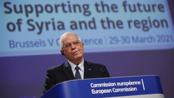 <p>Josep Borrell, Hoher Vertreter der Union für Außen- und Sicherheitspolitik, bei einer Online-Pressekonferenz nach einer Konferenz zur Unterstützung der Zukunft Syriens und der Region</p>