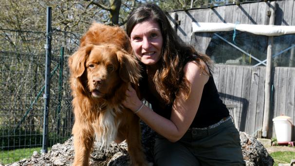 <p>Ein eingespieltes Team: Kerstin Haag und Rüde Ogara.</p>