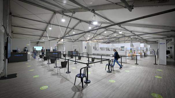 <p>Blick in das Eupener Impfzentrum.</p>