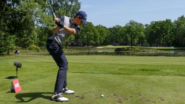 <p>Thomas Detry, einer der belgischen Topgolfer, auf dem Goldclub in Schilde.</p>