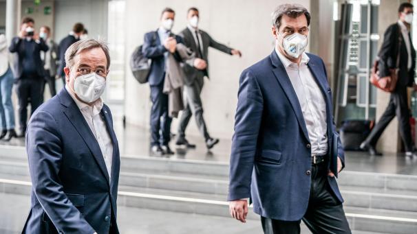 <p>Wer führt die Union in die Bundestagswahl? Etwa Markus Söder (CSU, rechts) oder doch Armin Laschet (CDU, links)?</p>