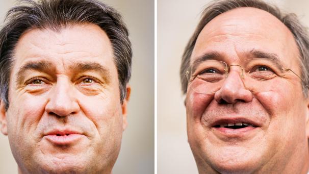 <p>Markus Söder (CSU, l.) und Armin Laschet (CDU, r.) kämpfen um die Kanzlerkandidatur der Union.</p>