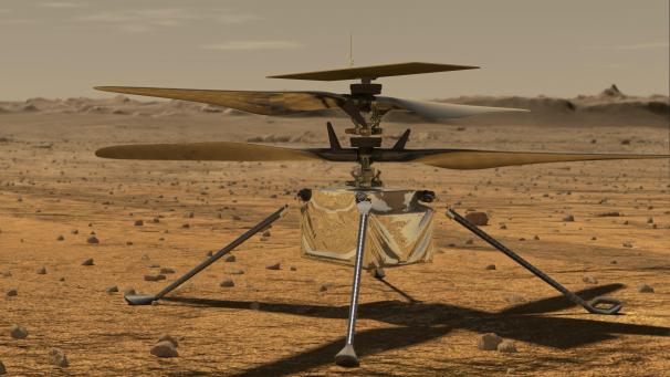 <p>Diese von der NASA zur Verfügung gestellte Illustration zeigt den Mini-Hubschrauber „Ingenuity“ auf der Marsoberfläche.</p>