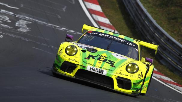 <p>Star in der „grünen Hölle“ - der siegreiche „Grello“-Porsche 911 GT3.</p>
