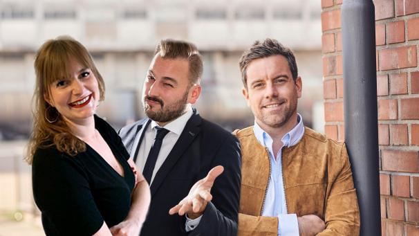 <p>Die drei Moderatoren Julia Fatzaun, Markus Hendrich und René Görgen (v.l.) freuen sich auf ein Programm mit regionalen und prominenten Gästen.</p>