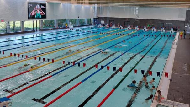 <p>Ein Blick von oben in das neue Schwimmbad</p>