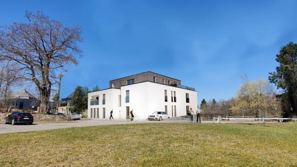 <p>Der Bau entsteht im Wirtzfelder Weg gegenüber der Schule.</p>