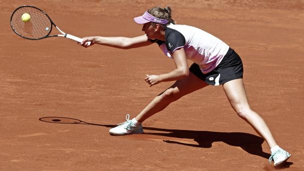 <p>Elise Mertens streckte sich gegen Simona Halep gewaltig.</p>