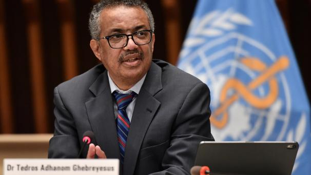 <p>Tedros Adhanom Ghebreyesus, Generaldirektor der Weltgesundheitsorganisation (WHO), nimmt an einer Pressekonferenz im WHO-Hauptsitz teil.</p>