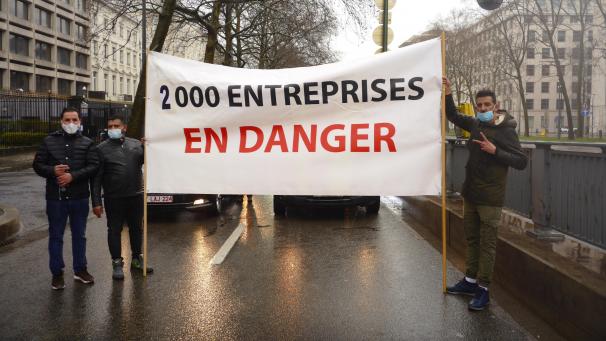 <p>Die letzte Demo in Brüssel hatten die selbstständigen Chauffeure Ende März veranstaltet.</p>