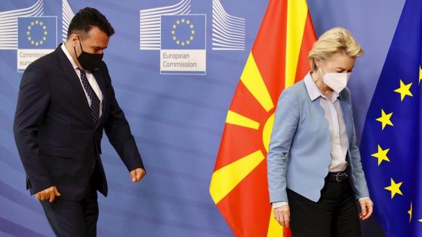 <p>Zoran Zaev, Ministerpräsident von Nordmazedonien, und Ursula von der Leyen, Präsidentin der Europäischen Kommission, haben sich Anfang Mai in Brüssel getroffen.</p>