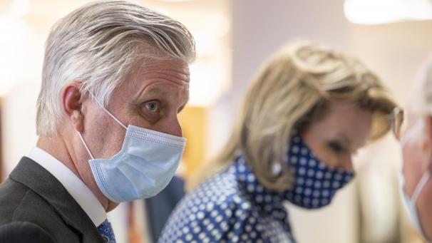 <p>König Philippe - im Hintergrund ist Königin Mathilde zu sehen - wird am 15. Juni US-Präsident Joe Biden im Könglichen Palast empfangen.</p>