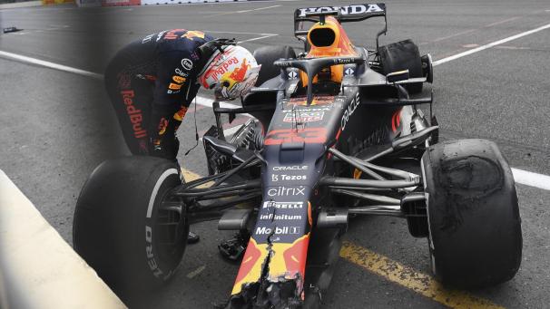 <p>Max Verstappen landete in Baku in den Leitplanken.</p>