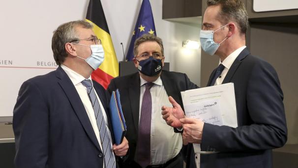 <p>Heute treffen sie sich wieder: Die Ministerpräsidenten Oliver Paasch, Rudi Vervoort (Brüssel) und Pierre-Yves Jeholet (Französische Gemeinschaft)</p>