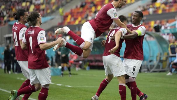 <p>Österreichische Freude nach dem Treffer von Christoph Baumgartner</p>