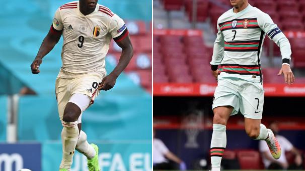 <p>Zwei Tormaschinen im Duell: Romelu Lukaku und Cristiano Ronaldo.</p>