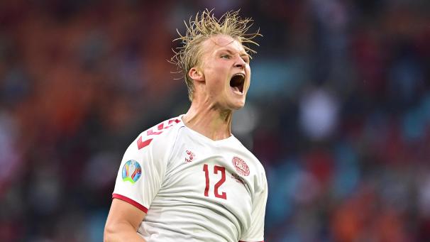 <p>Kasper Dolberg ebnete den dänischen Weg ins Viertelfinale.</p>
