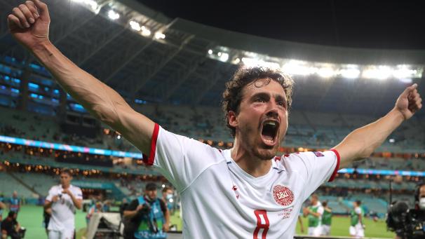 <p>Thomas Delaney hatten die Dänen sehr früh in Führung gebracht.</p>