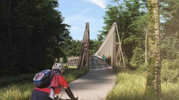 <p>Von weitem sieht die Konstruktion wie ein Pier an der Küste aus.</p>