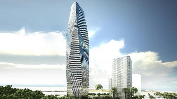 <p>So soll der künftige Wolkenkratzer in Abidjan einmal aussehen.</p>