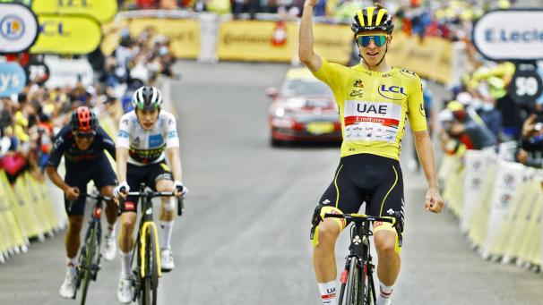 <p>Das gleiche Bild wie am Mittwoch: Tadej Pogacar siegte am Donnerstag vor Jonas Vingegaard und Richard Carapaz.</p>