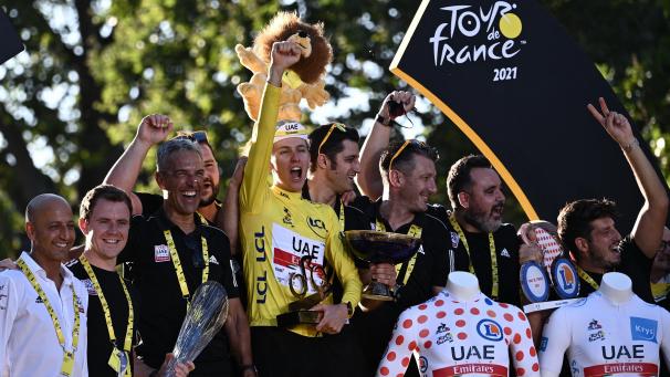 <p>Wie schon im Vorjahr gewann Tadej Pogacar auch 2021 die Tour.</p>