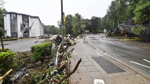 <p>Schäden am Quartum Center in der Eupener Unterstadt</p>