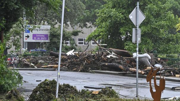 <p>Schäden in der Eupener Unterstadt nach dem Hochwasser</p>