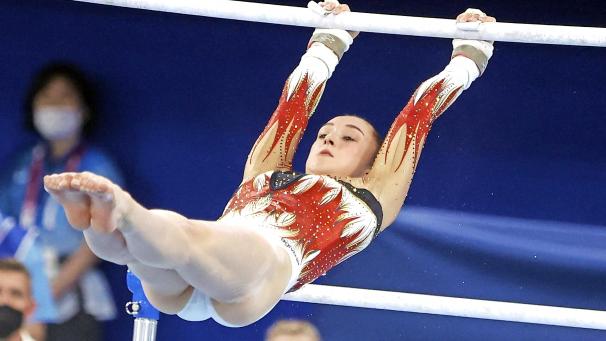 <p>Nina Derwael will am Stufenbarren die Goldmedaille erobern.</p>