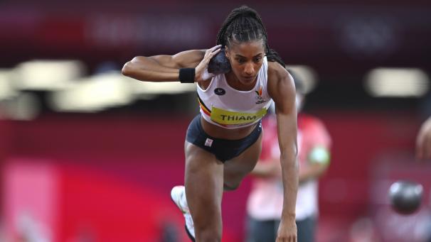<p>Nafi Thiam muss nach dem ersten Wettkampftag beim Siebenkampf mit dem dritten Platz zufrieden sein.</p>