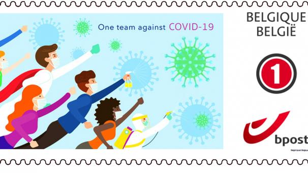 <p>Eine der Briefmarken der Sonderserie „Gemeinsam sind wir stärker“.</p>