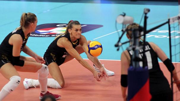 <p>Die belgischen Volleyballerinnen stehen im Achtelfinale.</p>
