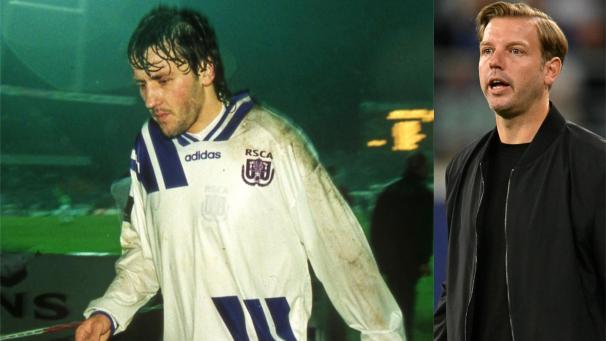 <p>Dezember 1993: Der RSC Anderlecht (hier Bruno Versavel) verliert mit 3:5 bei Werder Bremen, AS-Coach Florian Kohfeldt fiebert damals als Fan der Norddeutschen mit.</p>