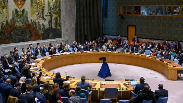 <p>Während einer Sitzung des Sicherheitsrates im UN-Hauptquartier in New Yorkstimmen die Vertreter über einen Resolutionsentwurf ab.</p>