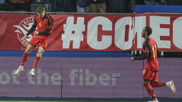 <p>Arne Engels (links) schoss die „Teufelchen“ gegen Spanien in Front.</p>