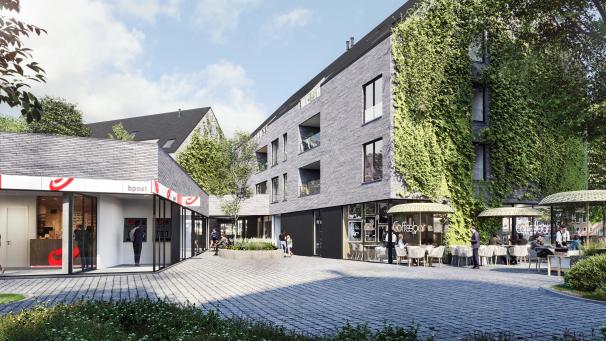 <p>Blick in die Zukunft: Für diesen dreiteiligen Komplex wird das bisherige Postgebäude in der Schulstraße bald Platz machen.</p>