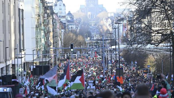 <p>Solidaritätsmarsch mit dem palästinensischen Volk am Sonntag in Brüssel</p>
