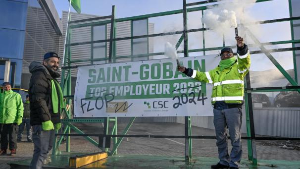<p>Protestaktion am Montagvormittag an der Herbesthaler Straße.</p>