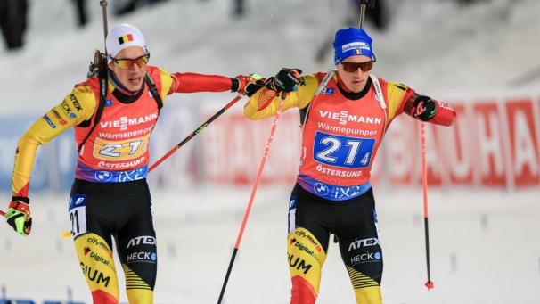 <p>Die Biathleten (hier Marek Mackels und Thierry Langer) treten notgedrungen erst am Freitag in Aktion.</p>
