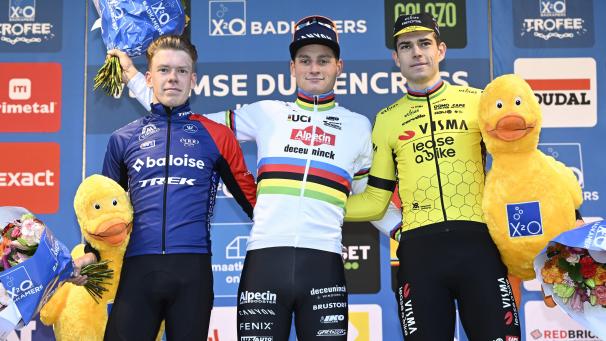 <p>Erneut ganz oben auf dem Treppchen: Mathieu van der Poel.</p>