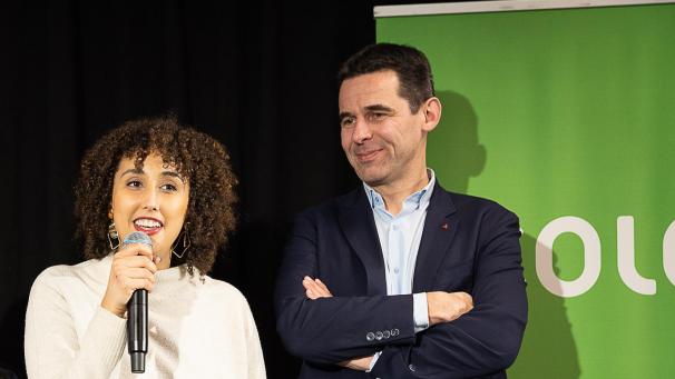 <p>Nadia Naji, Co-Vorsitzende von Groen und Jean-Marc Nollet, Co-Vorsitzender von Ecolo.</p>