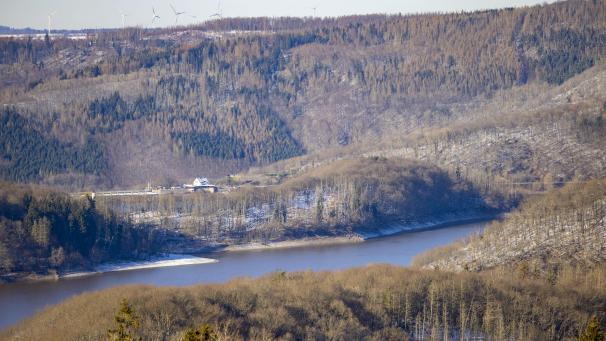 <p>Blick auf den winterlichen Rursee: Viele sind durch den Nationalpark auf die Eifel aufmerksam geworden als Ort zum Leben, zum Arbeiten und als Urlaubsziel.</p>