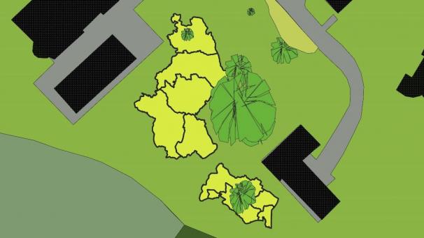 <p>Eine Skizze des geplanten Gartens in Form der Deutschsprachigen Gemeinschaft</p>