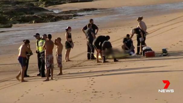 <p>Das Standbild aus einem vom Fernsehsender 7News zur Verfügung gestellten Video zeigt den Notfalleinsatz nach dem Ertrinken mehrerer Personen an einem Strand auf Phillip Island.</p>