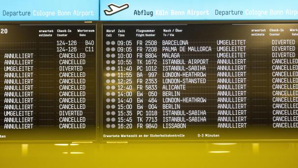 <p>Am Flughafen Köln Bonn werden viele Flüge gestrichen.</p>