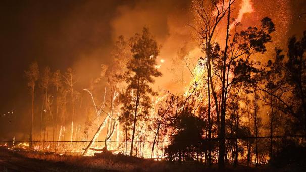 <p>Die Feuerwehrmänner versuchen den Brand unter Kontrolle zu bekommen.</p>