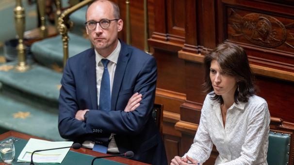 <p>Nicht auf der gleichen Wellenlänge: Finanzminister Van Peteghem und Haushaltsstaatssekretärin Bertrand</p>