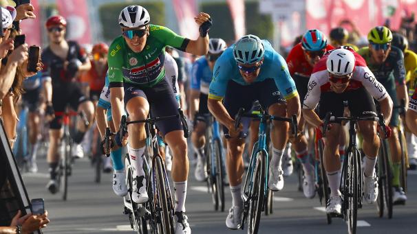 <p>Tim Merlier (ganz links) sicherte sich am Samstag Rang eins.</p>