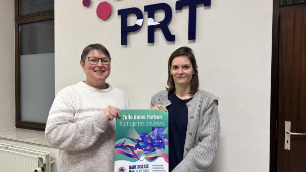 <p>Sarkoidose-Patientin Karolien Verheyen (links) und Isabelle Kniebs vom Patienten Rat + Treff.</p>