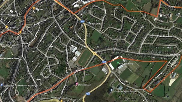 <p>Die Eupener Innenstadt aus der Vogelperspektive</p>